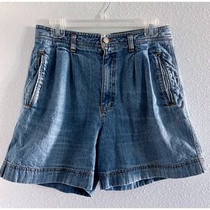 Vintage Tapemeasure Shorts Womens 10 Denim‎ Jean Pleated High Rise 90s Classic